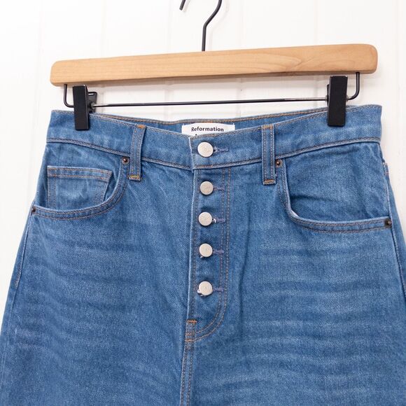 Reformation Cynthia Button Fly High Rise Straight Jeans Size Zenia 27 - Picture 2 of 9